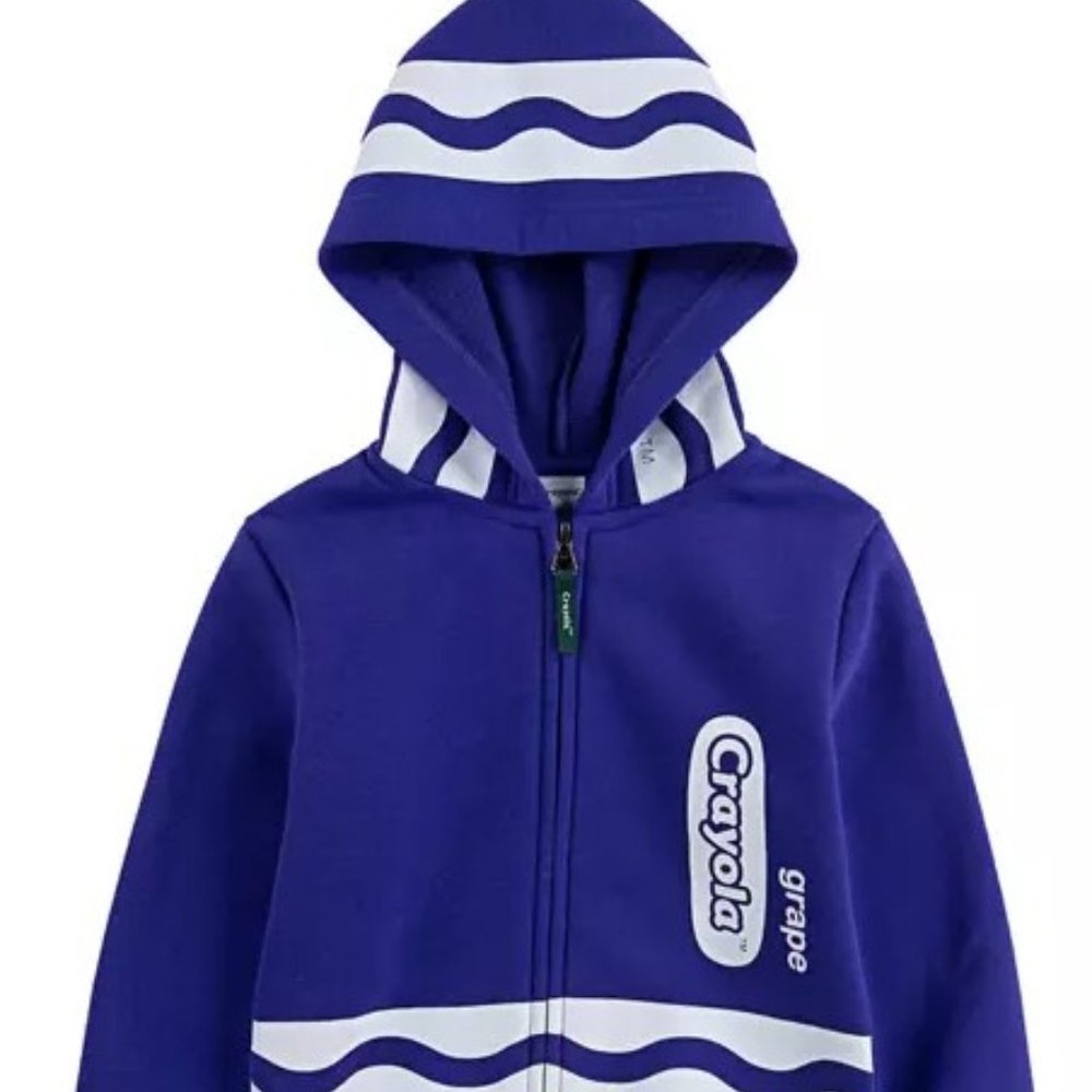 Crayola Crayon Hoodie Purple Kids Full-Zip Jacket, Kid’s Size 2T